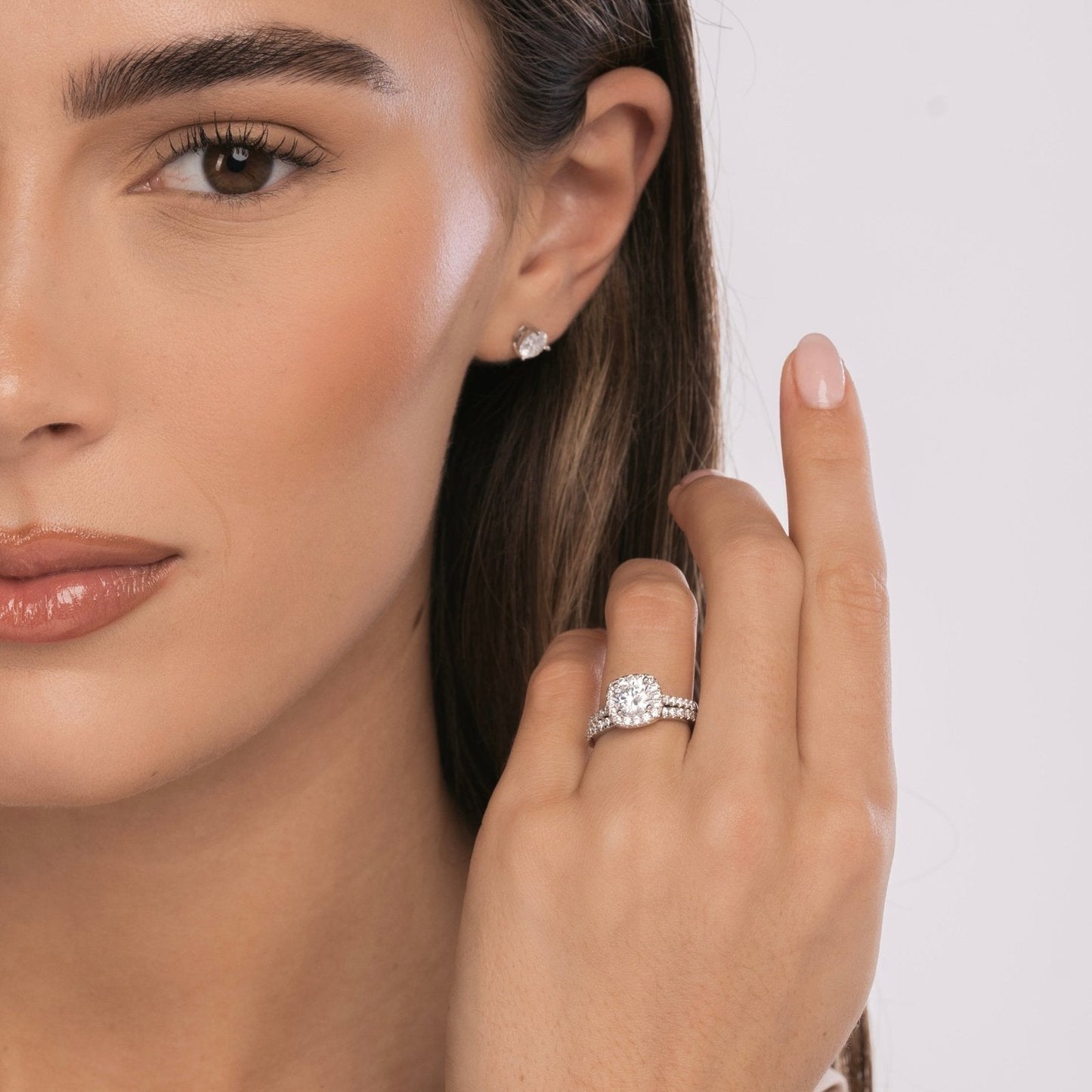 Sterling Silver Luxe Halo Wedding Set