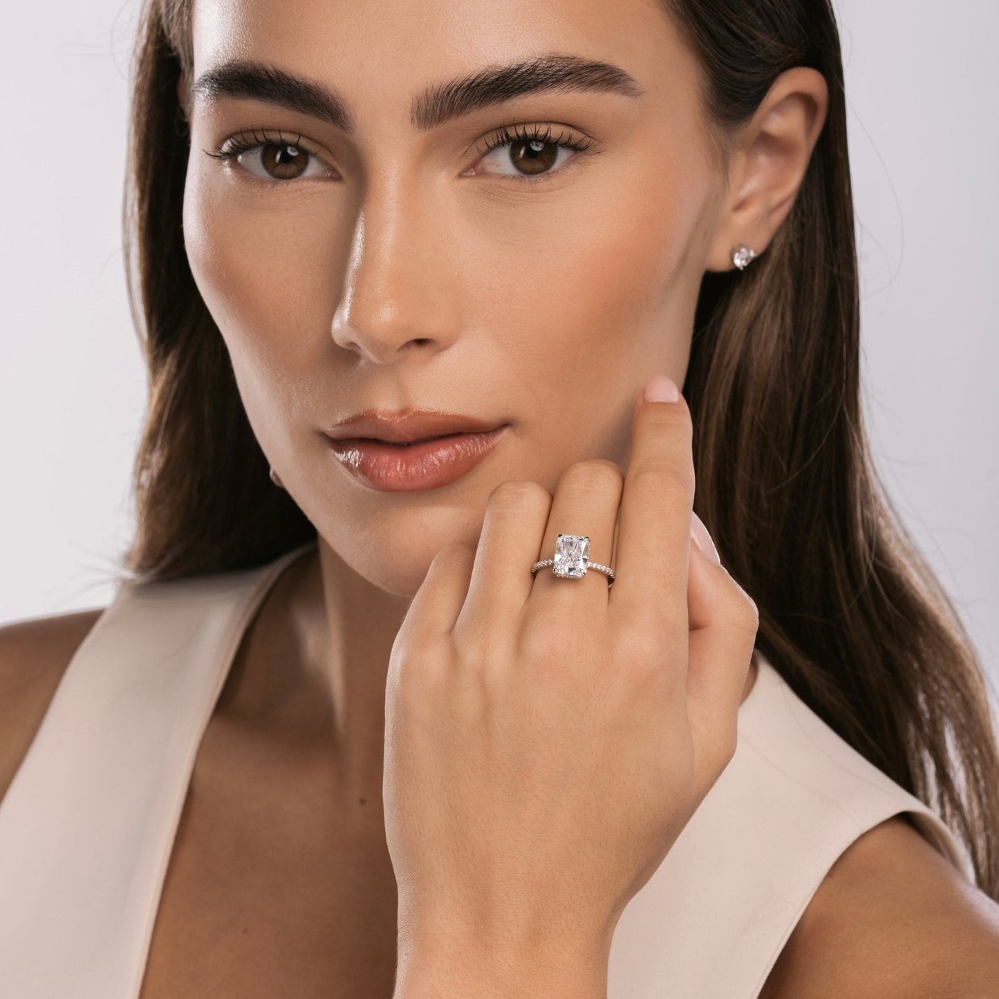 Sterling Silver Radiant Cut Jasmine Ring