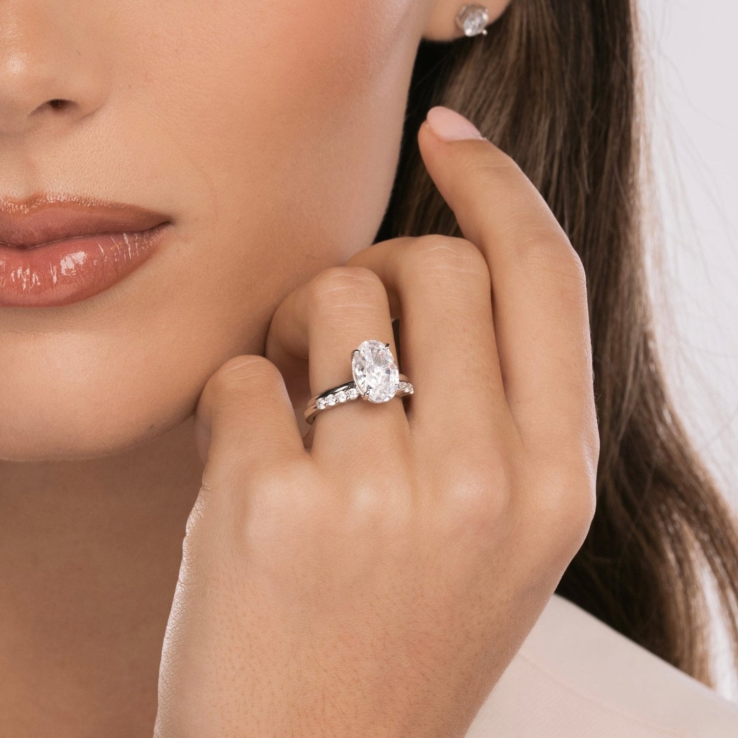 Sterling Silver Plain Band Solitaire Ring