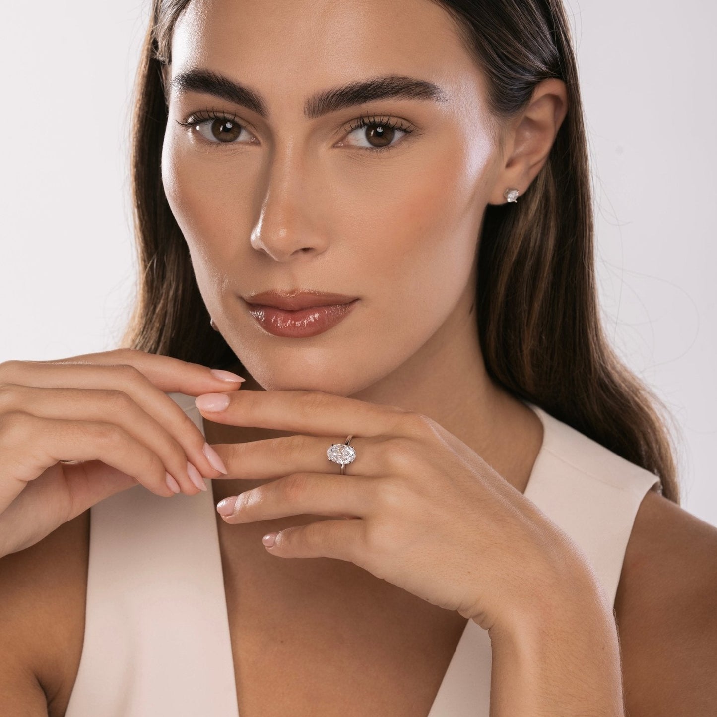 Sterling Silver Plain Band Solitaire Ring