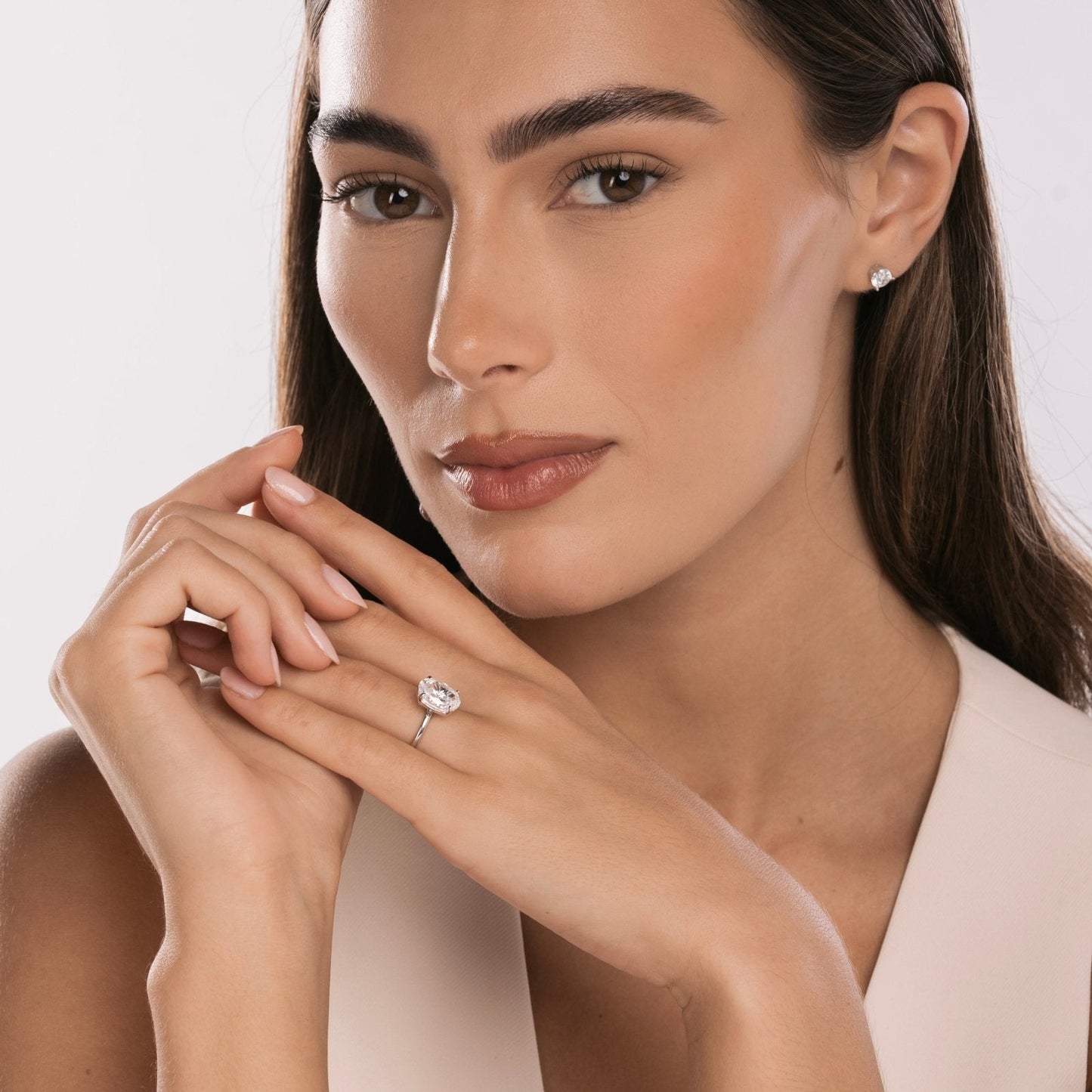 Sterling Silver Plain Band Solitaire Ring