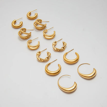 J&D New Fashion Original Design C-Ring Hollow  Earring Jewlery for Women 18k Gold Plated  Earring