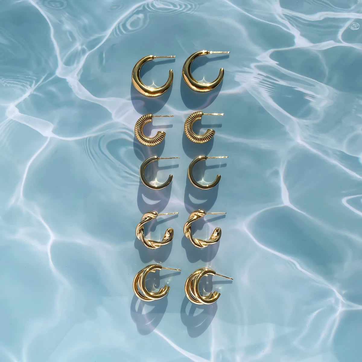 J&D New Fashion Original Design C-Ring Hollow  Earring Jewlery for Women 18k Gold Plated  Earring
