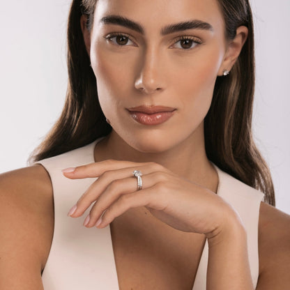 Sterling Silver Luxe Halo Wedding Set