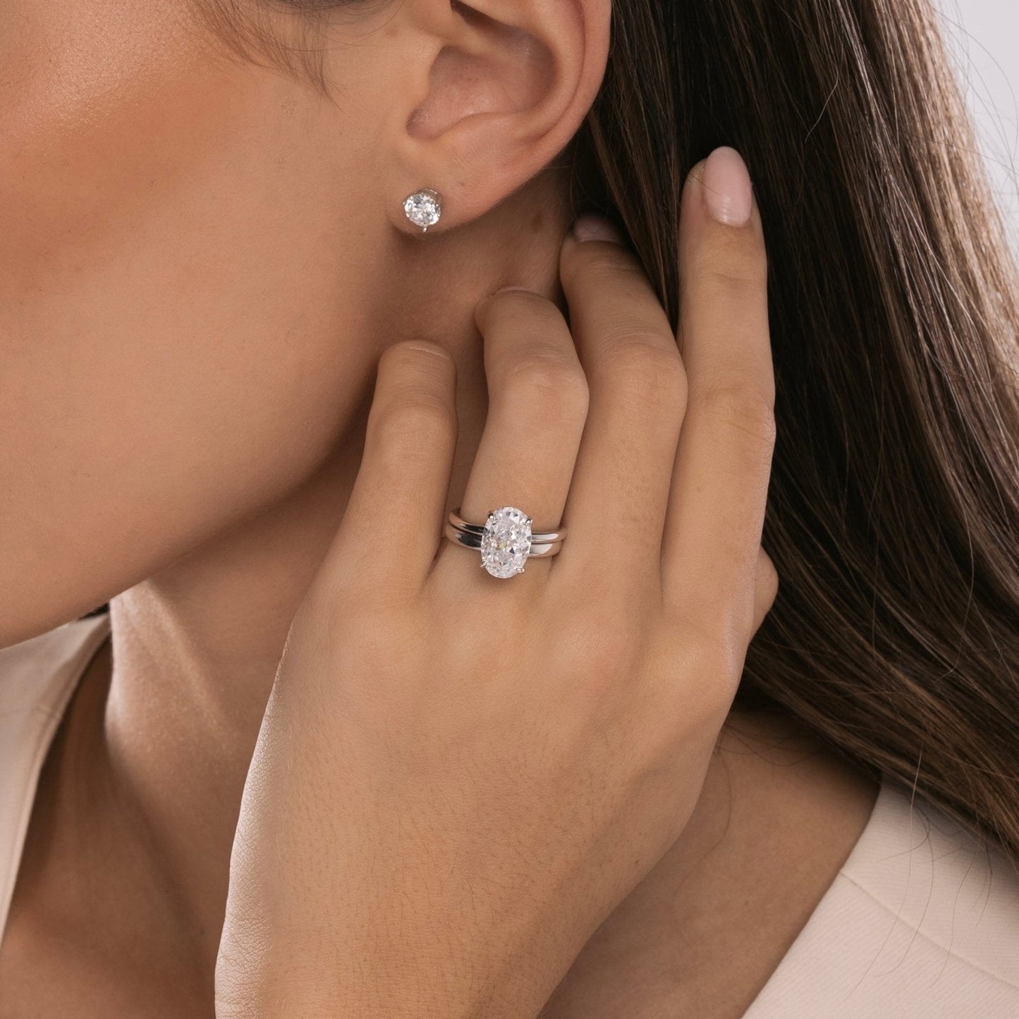 Sterling Silver Plain Band Solitaire Ring