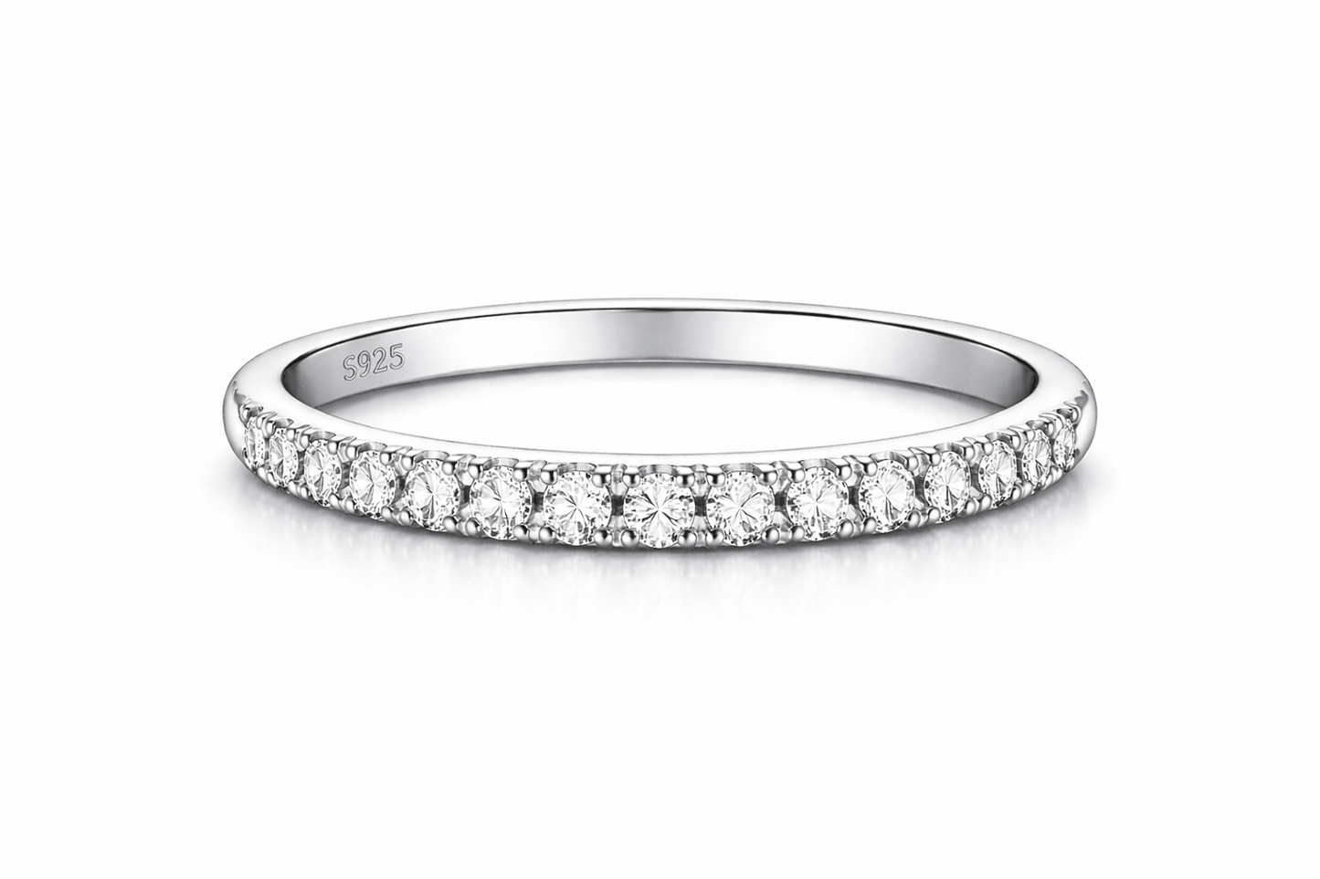 Sterling Silver Half Paved Selene Band Ring