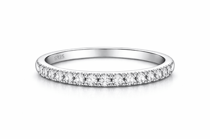 Sterling Silver Half Paved Selene Band Ring