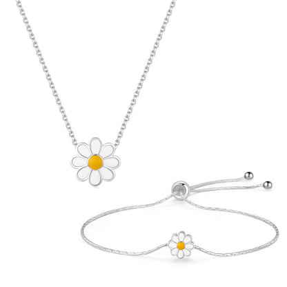 Conjunto Margarita: Collar + Pulsera (Plata 925)