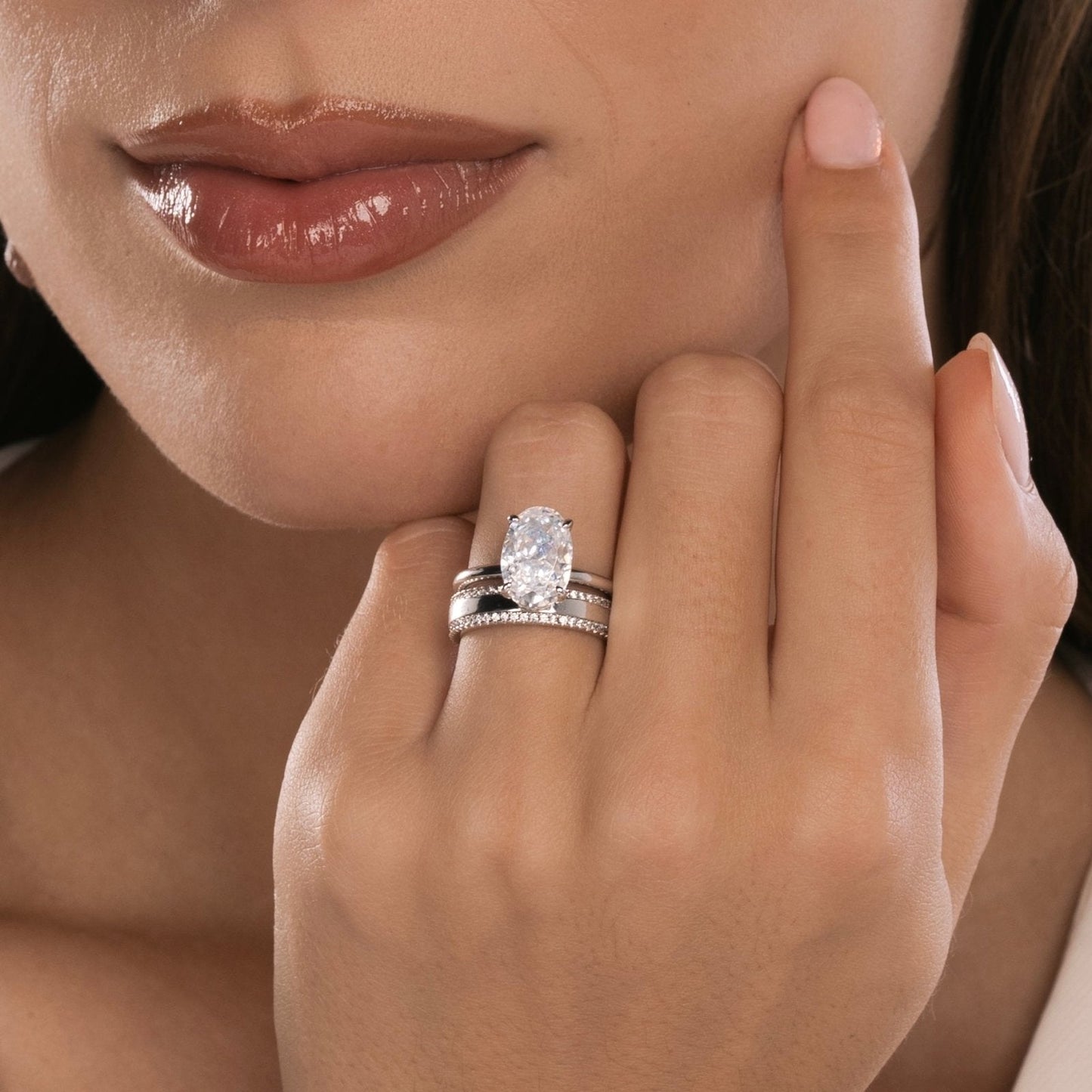 Sterling Silver Plain Band Solitaire Ring