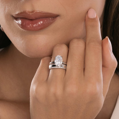 Sterling Silver Plain Band Solitaire Ring