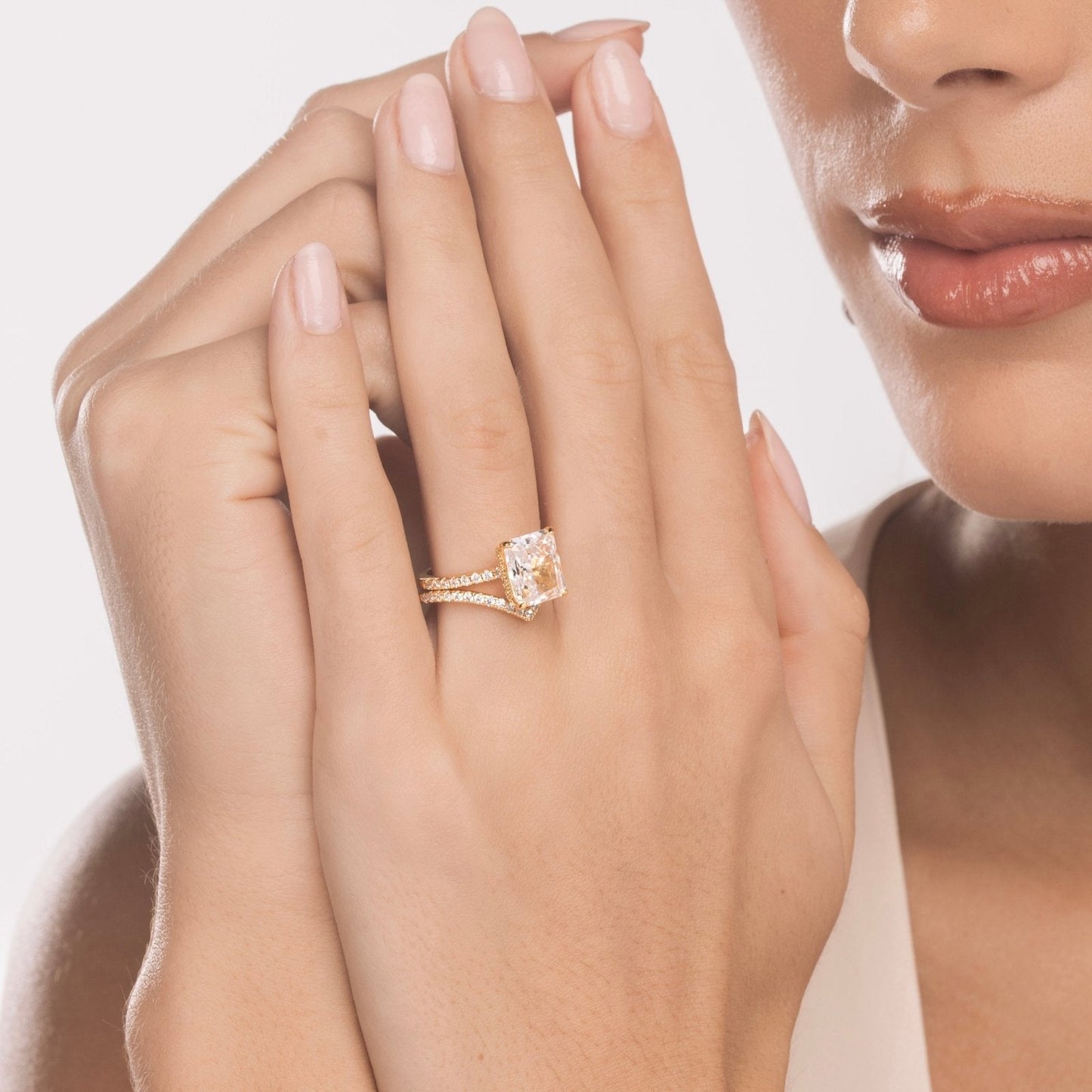 Gold Radiant Cut Jasmine Ring