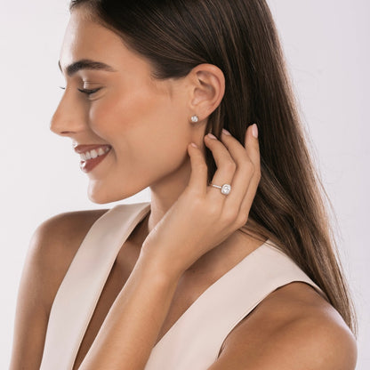 Sterling Silver Iced Square Halo Ring
