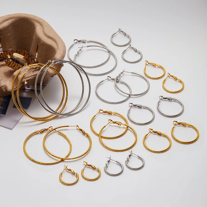 J&D Classic Minimalist 18K Gold Stainless Steel 20mm 40mm 60mm Large C Hoop Earrings