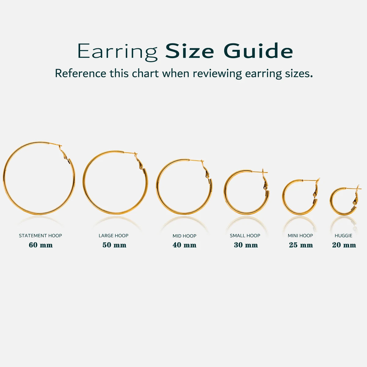 J&D Classic Minimalist 18K Gold Stainless Steel 20mm 40mm 60mm Large C Hoop Earrings