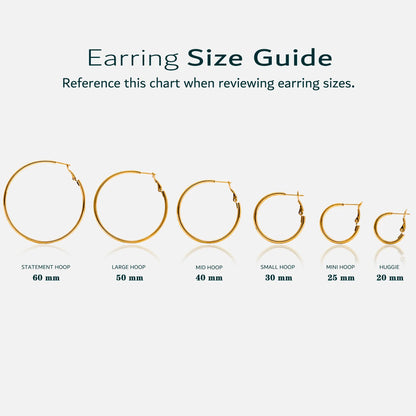 J&D Classic Minimalist 18K Gold Stainless Steel 20mm 40mm 60mm Large C Hoop Earrings