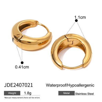 J&D Jewelry 18K Gold Plated Stainless Steel  Anti Tarnish High Polish Smooth Surface Huggie Hoop Earrings