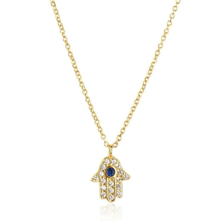Collar Mano de Fátima Hamsá con Circonia (Chapado en Oro 18K)