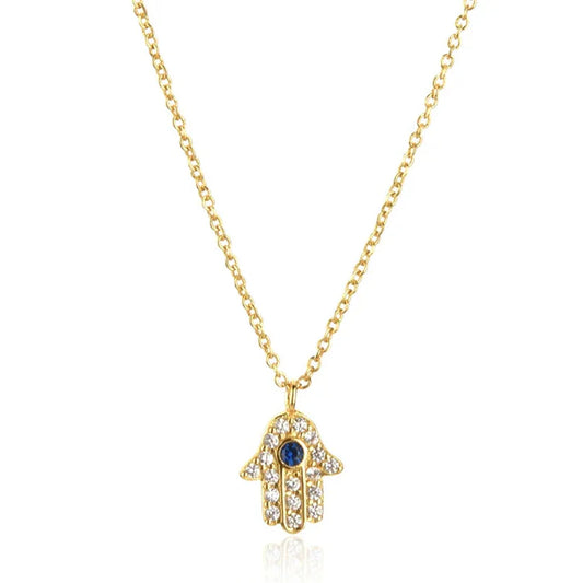 Collar Mano de Fátima Hamsá con Circonia (Chapado en Oro 18K)