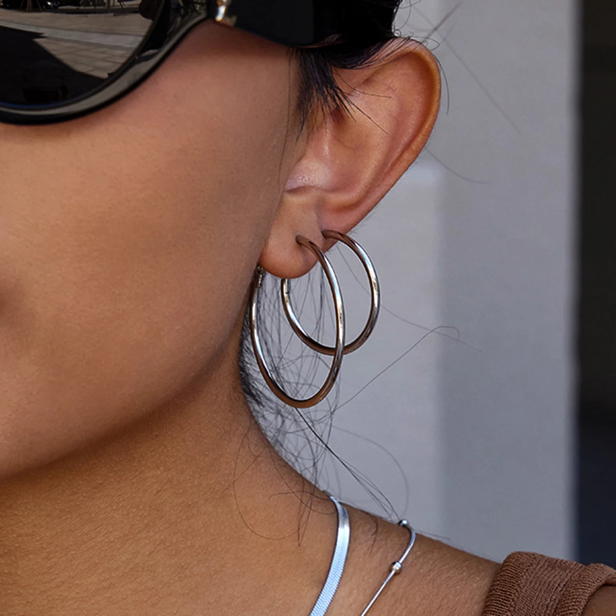 J&D Classic Minimalist 18K Gold Stainless Steel 20mm 40mm 60mm Large C Hoop Earrings