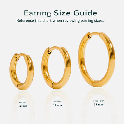 J&D Classic Minimalist 18K Gold Stainless Steel Fashion 12mm 14mm 18mm Large Hoop Earrings