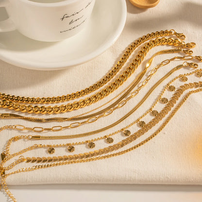 Dainty 18k Gold Plated Stainless Steel Simple Jewelry Gift Waterproof  Chain Cross Double Layer Daity Anklet for Women