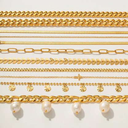 Dainty 18k Gold Plated Stainless Steel Simple Jewelry Gift Waterproof  Chain Cross Double Layer Daity Anklet for Women