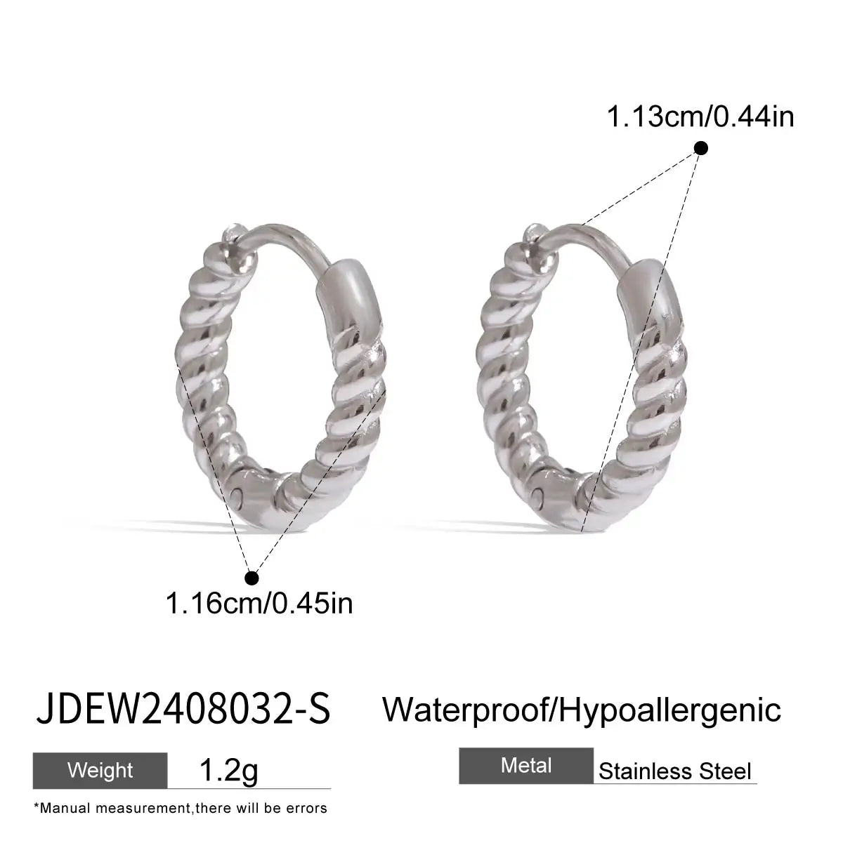 J&D Classic Style Gold Silver Color Simple Trending Casual Twist Coil Hoop Earrings