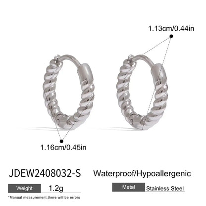 J&D Classic Style Gold Silver Color Simple Trending Casual Twist Coil Hoop Earrings