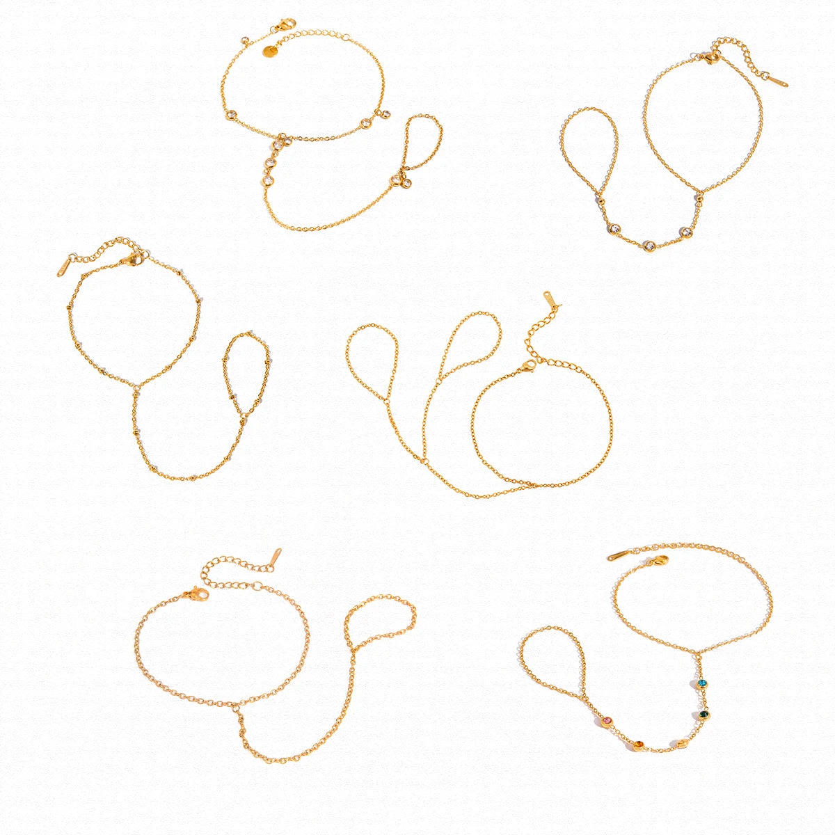 J&D Celestial Butterfly Whisper 18K Gold Stainless Steel Pearl Finger Chain Minimalist Hand Chain Everyday Layered Arm Art