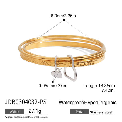 J&D Classic Style 3 Layers Bangle 18K Gold Plated Stylish Multi Layers Wave Line Plain Zirconia Bangle Bracelet