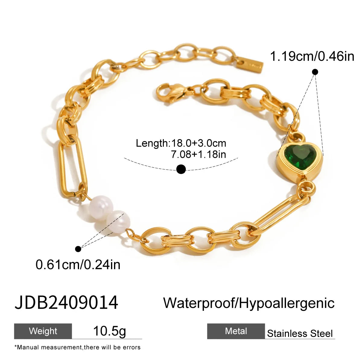 J&D Eternal Love Sparkle 18K Gold Plated Stainless Steel Cubic Zirconia Heart Bracelet  Minimalist Arm Candy Anniversary Gift