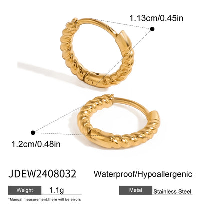 J&D Classic Style Gold Silver Color Simple Trending Casual Twist Coil Hoop Earrings