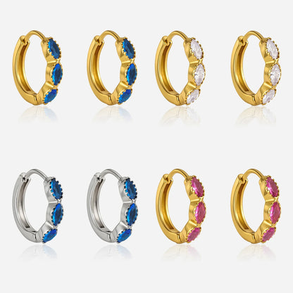 J&D Jewelry Sweet Blue Marquise Zirconia Hoop Earrings 18K Gold PVD Stainless Steel Waterproof Huggie Earrings for Women