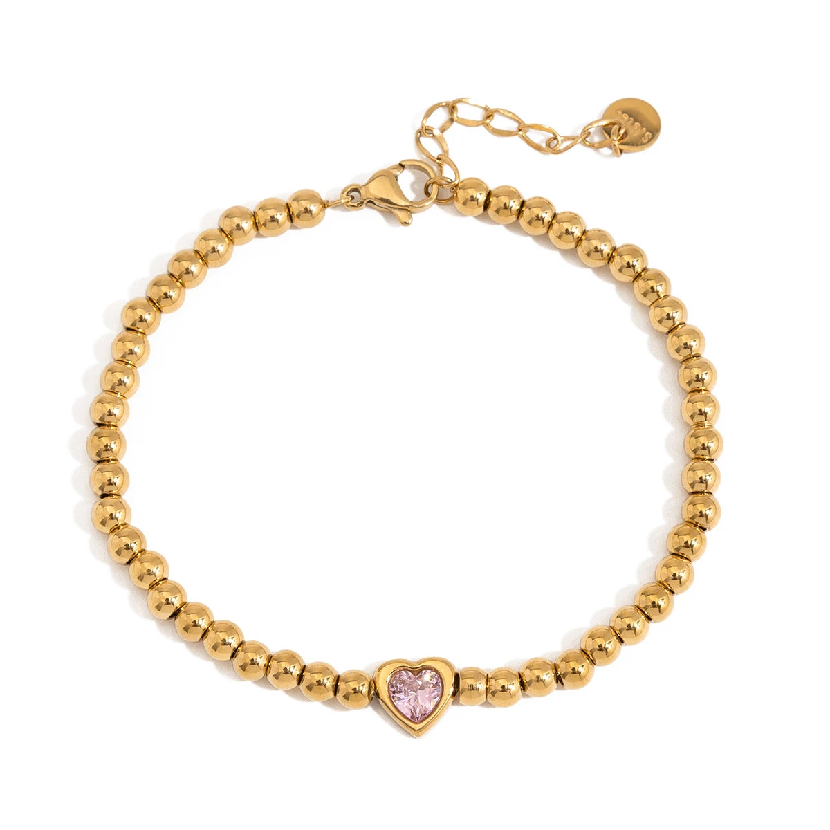 J&D 18K Gold Plate Stainless Steel Bracelet Trendy Romance Heart Zircon Lockable Tennis Bracelets Semi Mount