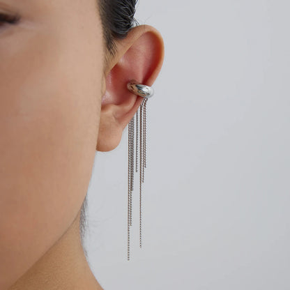 J&D Gold Steel Colored Trending Punk Style Tassel Ear Clip One Piece Ear Cuff