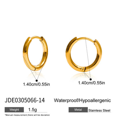J&D Classic Minimalist 18K Gold Stainless Steel Fashion 12mm 14mm 18mm Large Hoop Earrings