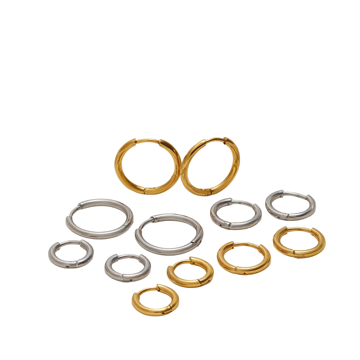 J&D Classic Minimalist 18K Gold Stainless Steel Fashion 12mm 14mm 18mm Large Hoop Earrings