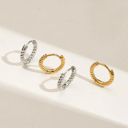 J&D Classic Style Gold Silver Color Simple Trending Casual Twist Coil Hoop Earrings
