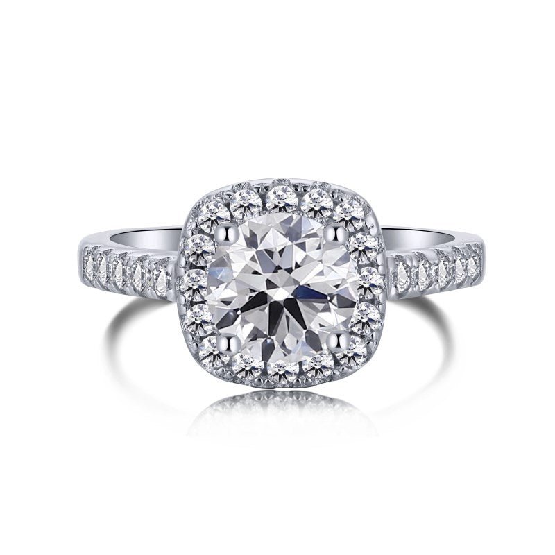 Sterling Silver Iced Square Halo Ring