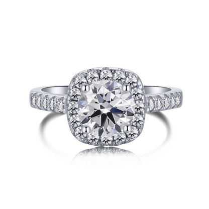 Sterling Silver Iced Square Halo Ring