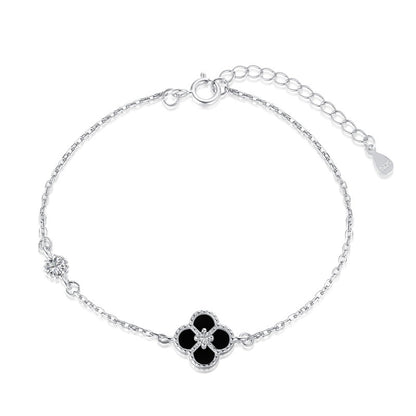 Sterling Silver Black Clover Bracelet