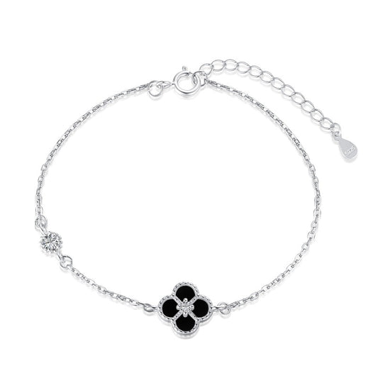 Sterling Silver Black Clover Bracelet