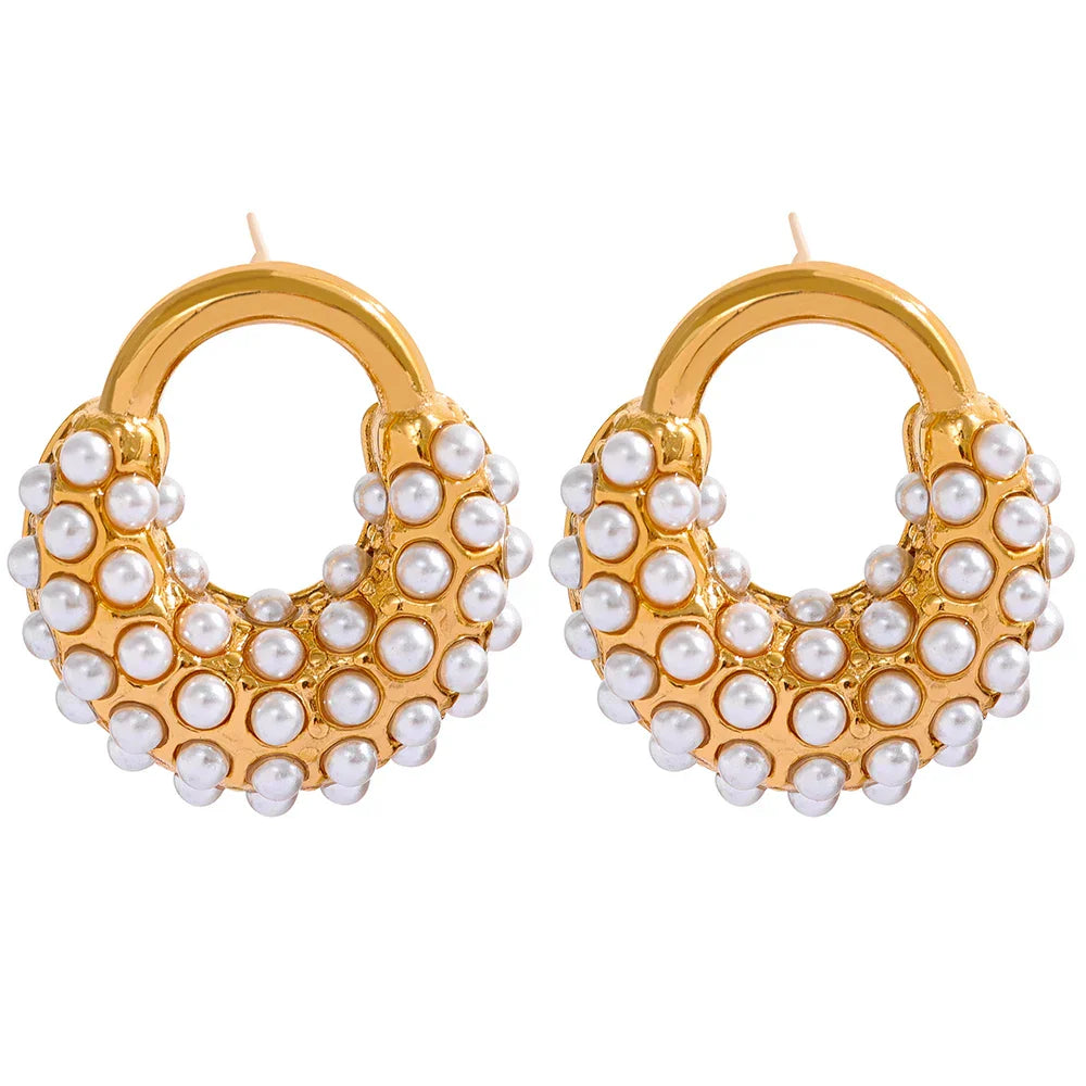 Conjunto Spike Perla: Pulsera + Arete + Anillo (Chapado en Oro 18K)
