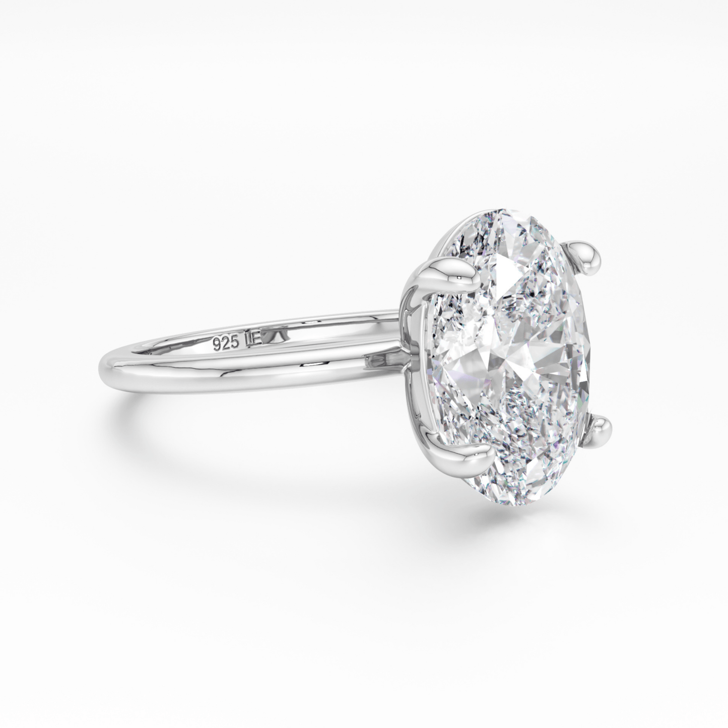 Sterling Silver Plain Band Solitaire Ring