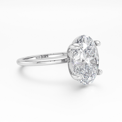 Sterling Silver Plain Band Solitaire Ring