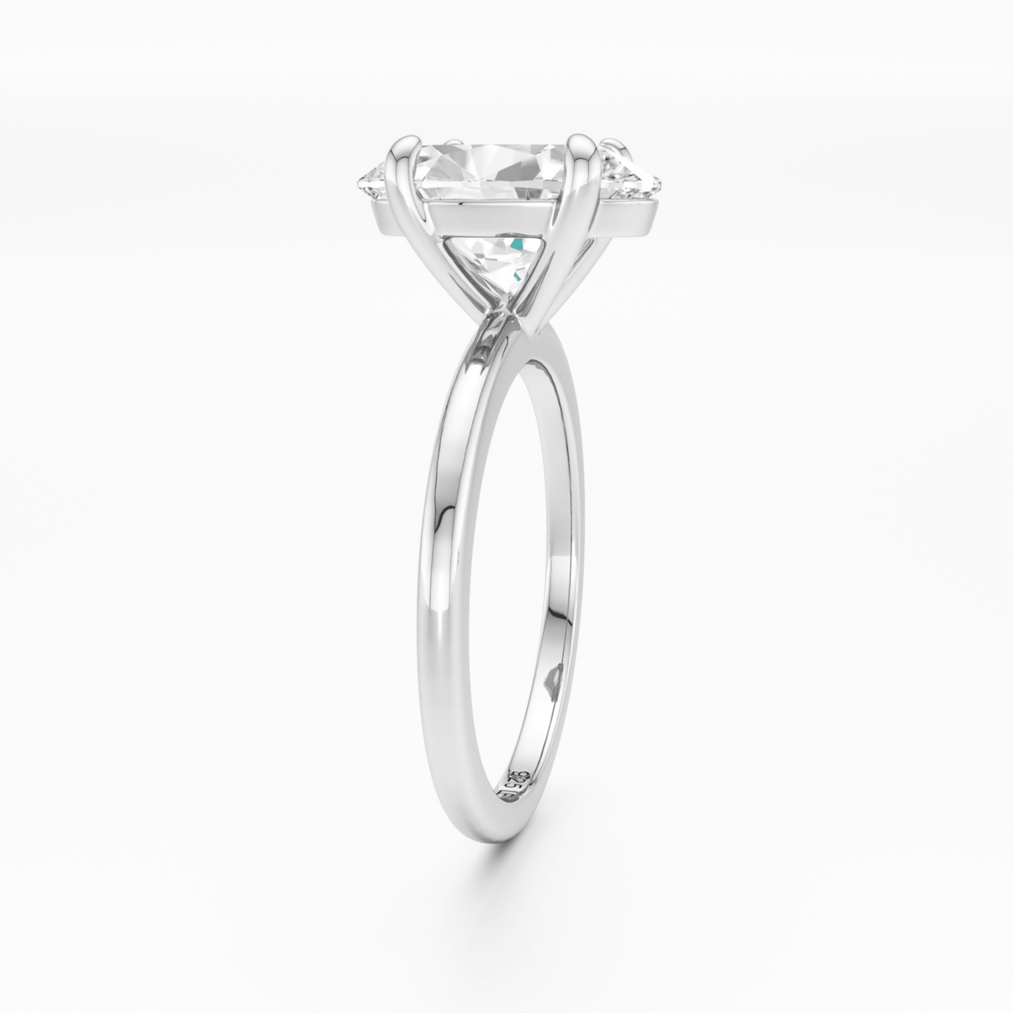 Sterling Silver Plain Band Solitaire Ring