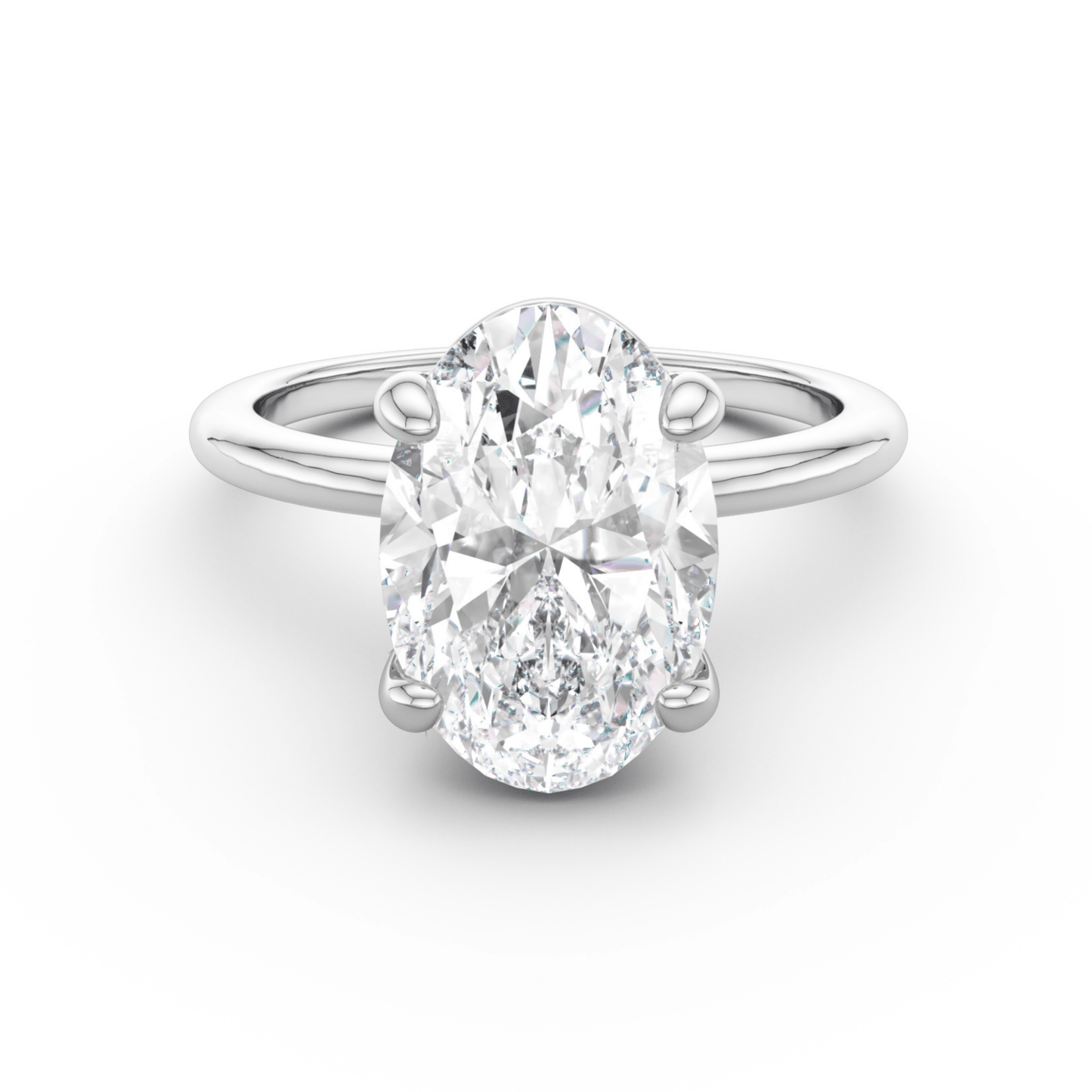 Sterling Silver Plain Band Solitaire Ring