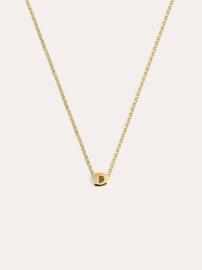 Collar Personalizado Single Letter Plata Baño Oro