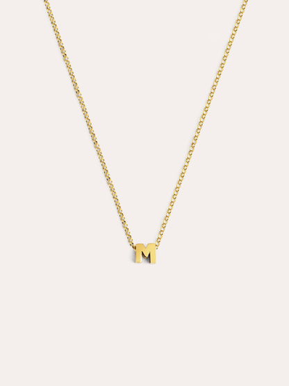 Collar Personalizado Single Letter Plata Baño Oro