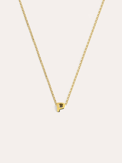 Collar Personalizado Single Letter Plata Baño Oro